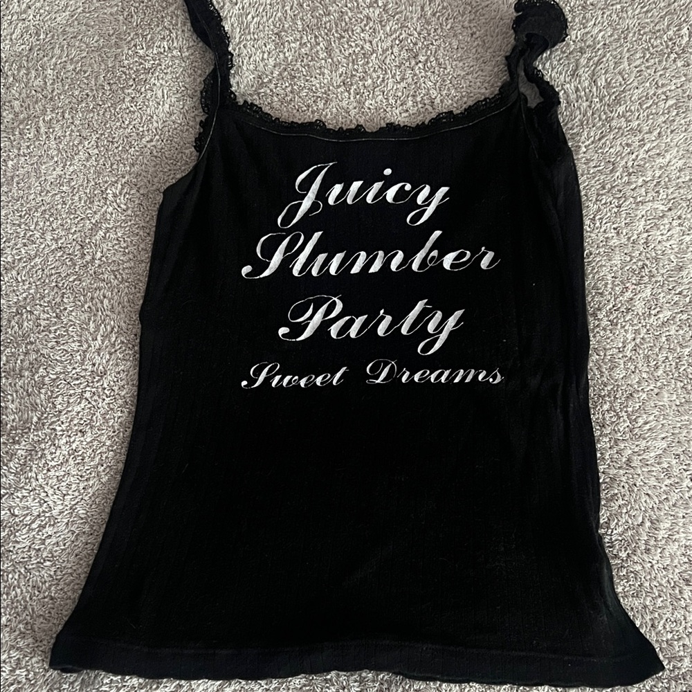 Juicy Couture Black Camisole with White Script-Vintage